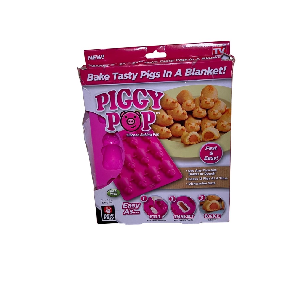 Piggy Pop Silicone Baking Pan BPA Free Makes 12 Pigs In A Blanket New Fun